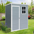 5'��3' Outdoor Storage Shed, Resin Storage Cabinet, Garden Tool Shed with Double Lockable Doors, Organizer Cabinet for Patio Yard, Gray