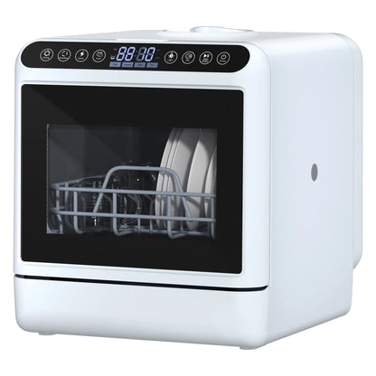 Kitem Portable Countertop Dishwashers, Compact Dishwashers with 5 L Built-in Water Tank & Inlet Hose, 6 Programs, Air-Dry Function Dishwash for Small Apartments