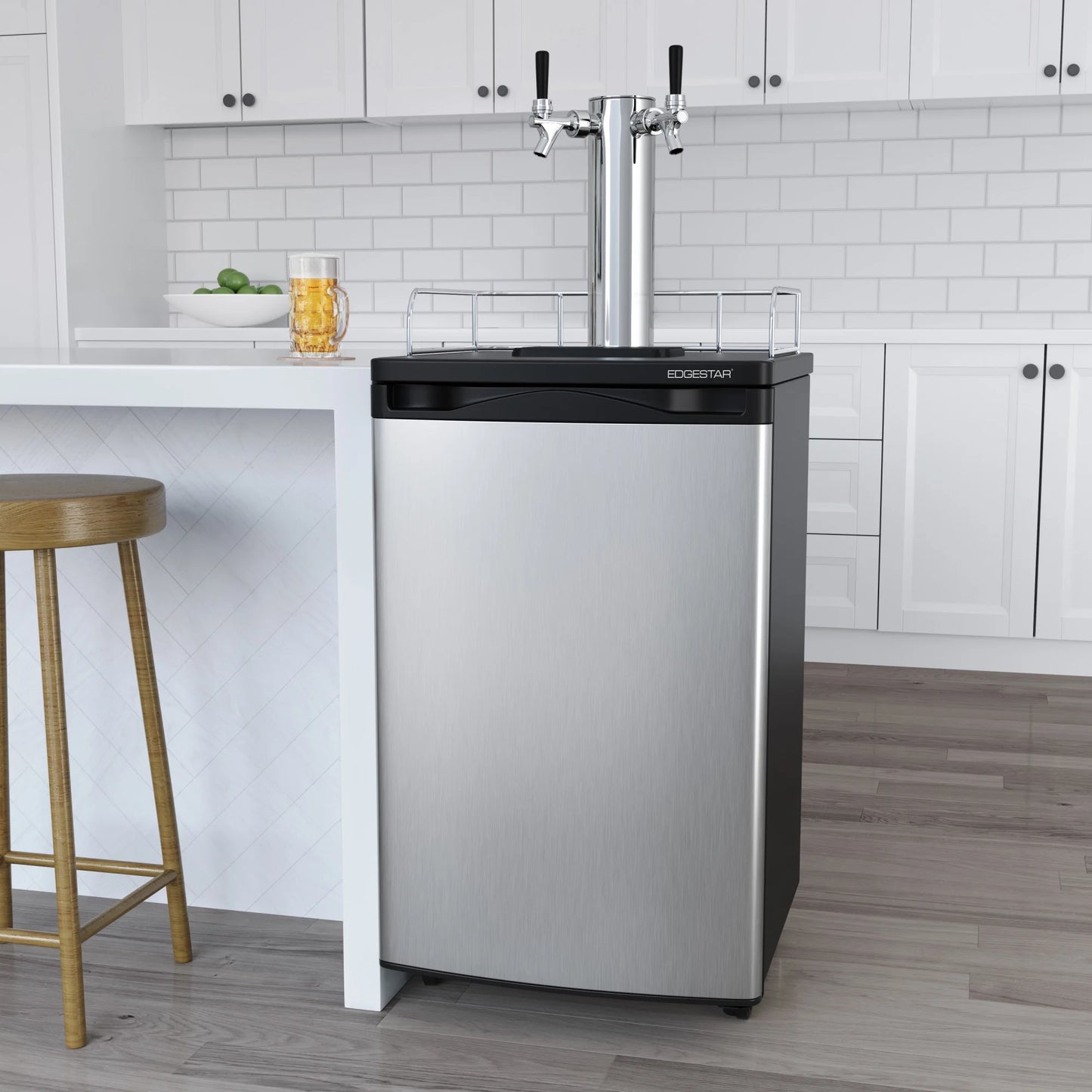 Edgestar Kc2000twin 20" Wide Dual Tap Kegerator For Full Size Kegs - Black