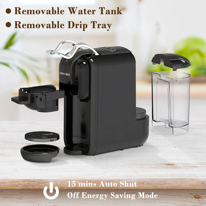 Espresso Maker for Nespresso Capsule, Lavazza Blue Capsule & Coffee Powder, 19 Bar Pump Pressure Makes Authentic Espresso Coffee, Mini Espresso Coffee Machines with Removable Water Tank.