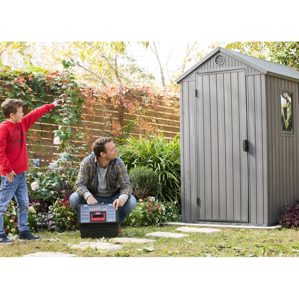 Keter Darwin 4' x 6' Outdoor Garden Tool Storage Shed w/ Window, Graphite