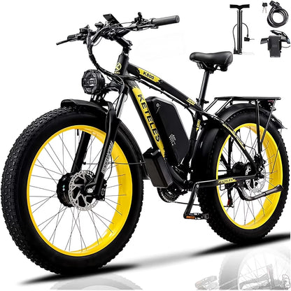 KETELES Electric Bike for Adults, Peak 4000W Dual Motor Ebike��26" Fat Tire Electric Mountain bike,  48V 23AH Removable Battery UL 2849.