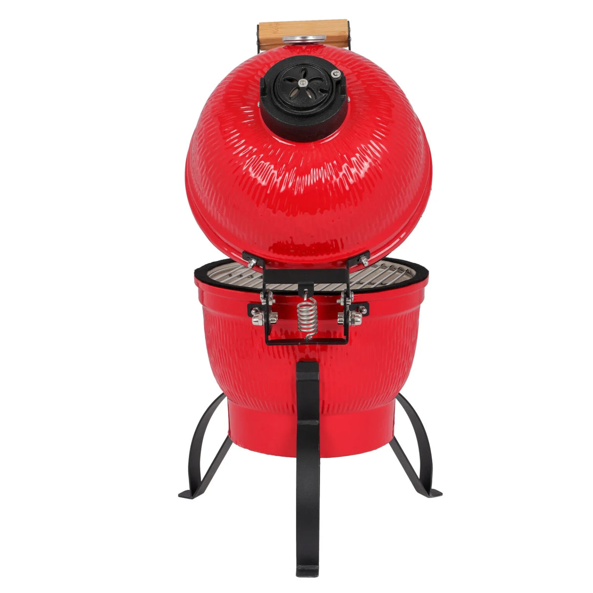 13in Ceramic Charcoal Kamado Grill with Heavy Duty Heat-Resistant Walls, 50-800��F Temp Control, for Backyard Grilling, Smoking, Baking, Orange