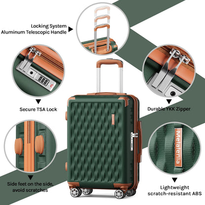 Melalenia - 7 Luggage Sets ABS Hardside Spinner Luggage -With Spinner Wheels and TSA Lock-White