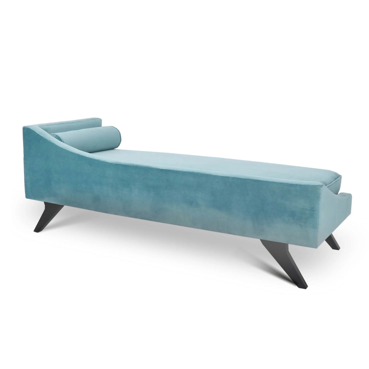 Chaise Lounge Sofa Chair, Right Square Arm Reclining Chaise, Indoor Upholstered Sleeper Sofa with Pillow and Wood Legs, Modern Accent Chaise Chair for Living Room Bedroom Office, Green