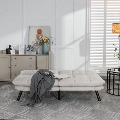 PAPROOS Convertible Sofa Bed, Folding Futon Sofa Bed, Upholstered Sofa Bed Couch, Loveseat Sleeper Sofa for Small Space, Apartment, Living Room, Cream