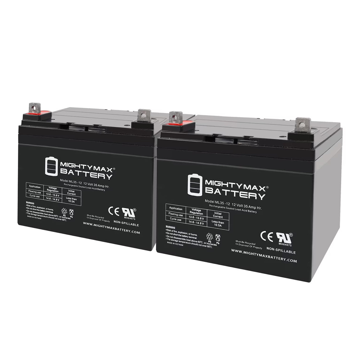 12V 35Ah Wheelchair Battery for Pride Mobility Jazzy 1103 - 2 Pack