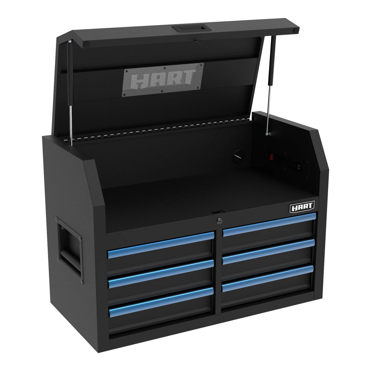 HART 36-Inch 5-Drawer Rolling Tool Cabinet with Wood Top, Locking Steel Garage Storage, Black