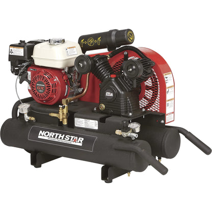 NorthStar Wheelbarrow Air Compressor, Gas-Powered Honda GX160 OHV Engine, 8-Gallon Twin Tank, 13.7 CFM @ 90 PSI