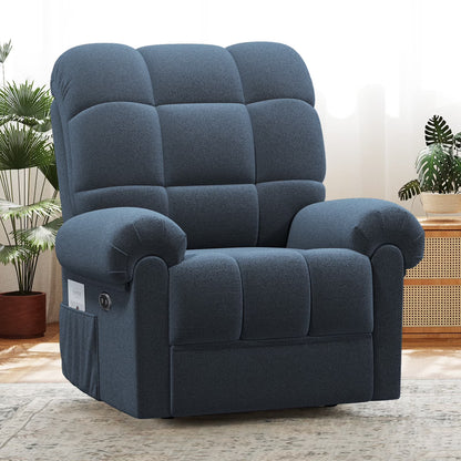 Power Recliner Chair,Electric Recline Sofa Chair for Adults with USB Port,Comfy Teddy Fleece Adjustable Cloud Sofa,Tool-Free Setup,Beige White