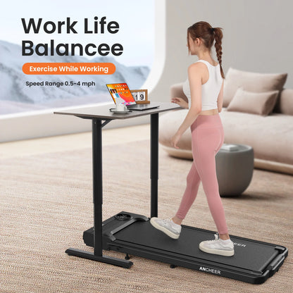 ANCHEER Portable Folding Walking Pad 300lb, 7.5 MPH Under Desk Treadmill with Remote Control & LED Display,2 in 1 Walking Pad Treadmill for Home/Office/Exercise(Pink)