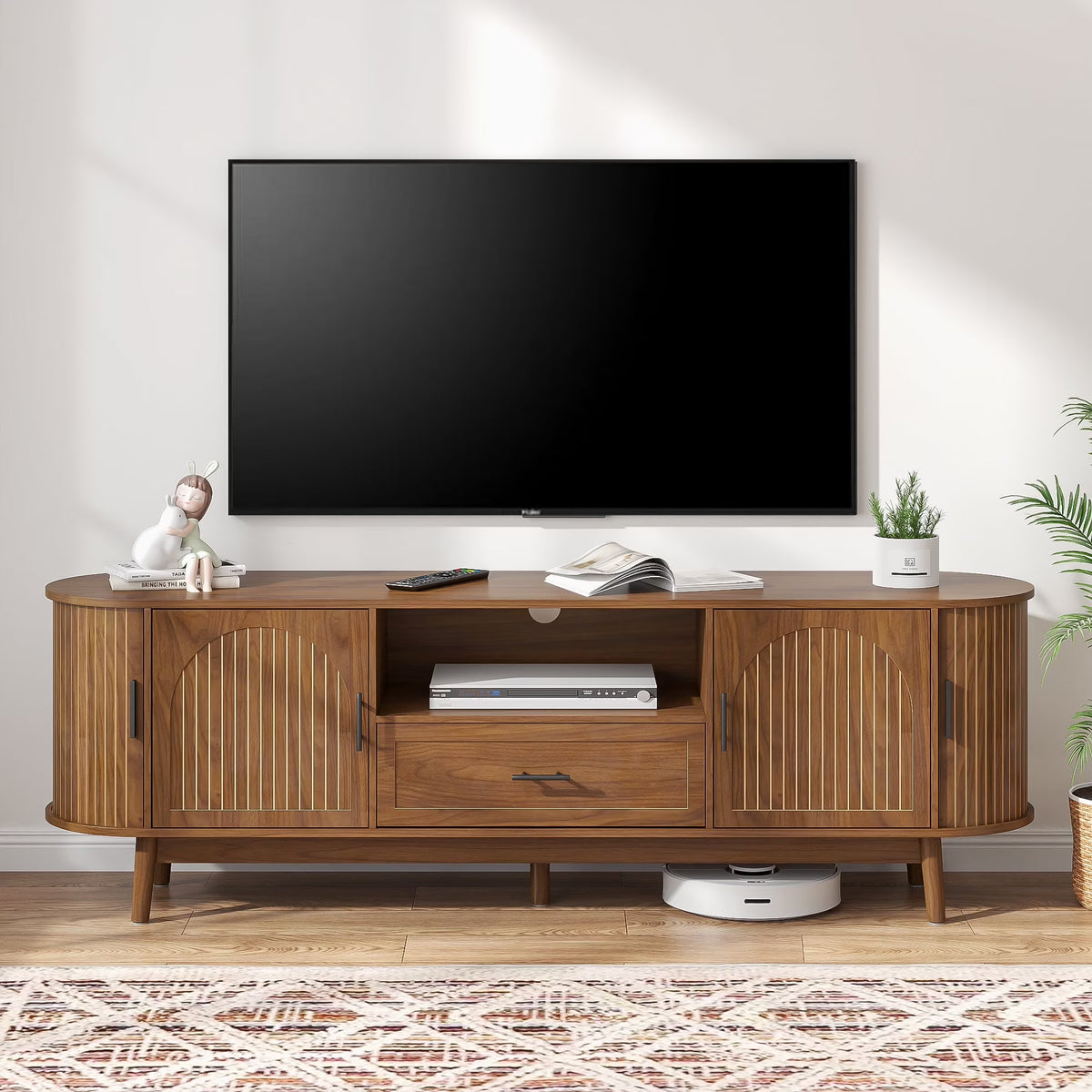 TV Stand for TVs up to 70", 63" Entertainment Center with Sliding Doors, Media Console Table for Living Room