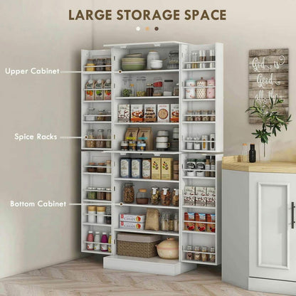 Spaco 17-Tier Kitchen Small Pantry Cabinet with 2 Doors and 6 Adjustable Shelves, Cabinet Pantry, Freestanding 5-Tier Shelving Pantries for Kitchen Storage, Gray