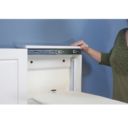 Household Essentials Iron a??n Fold Wall Ironing Board Cabinet, Built-In Ironing Board, Sturdy MDF, Melamine Cabinet, 7 Height Settings, Mounts Securely to Wall, Includes Pad with Cover, White