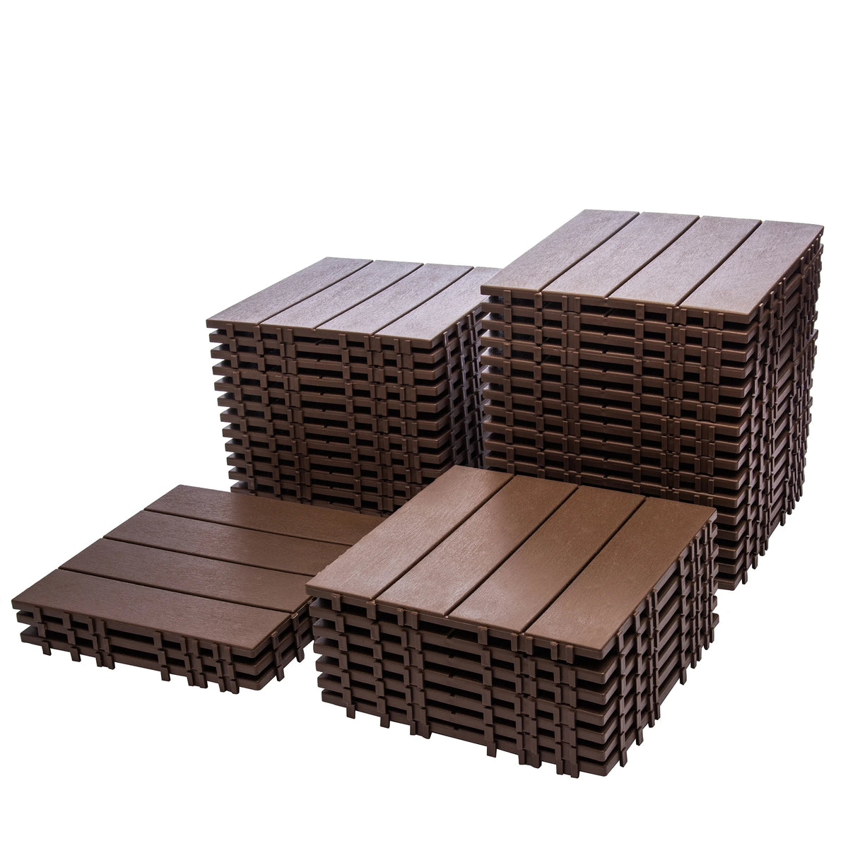 76-Pack 11.42"x11.42" Plastic Interlocking Deck Tiles - 68.80 Sq.Ft Outdoor Plastic Flooring Super Durable & Waterproof All-Weather Indoor/Outdoor Use Eco-Friendly Non-Toxic Material