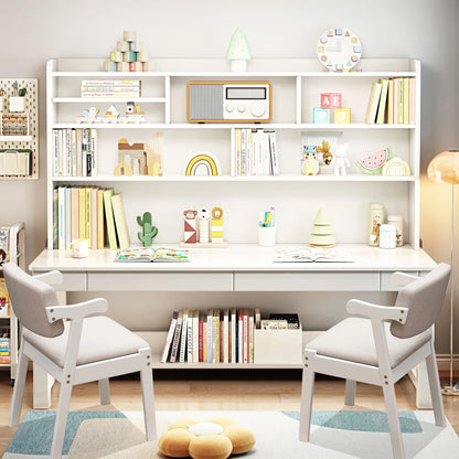 BALANBO Wooden Kids Desk Desk with Hutch for Children,Solid Wood Desk Two Positions Suitable for Two People, Suitable for Children's Study, Adult Home Office and Other Places(White)