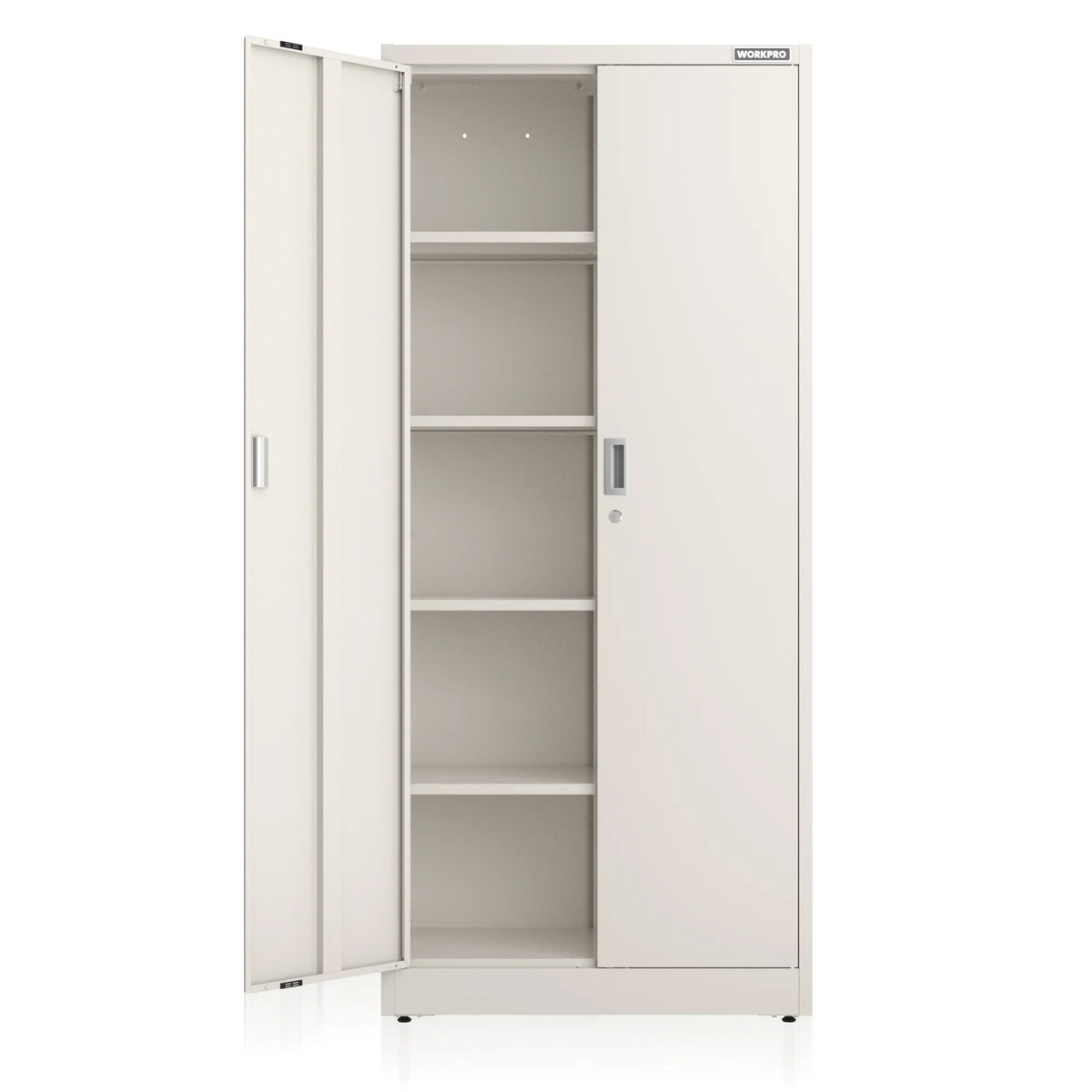 WORKPRO Metal Garage Storage Cabinet with Locking Doors and Adjustable Shelves,71 inches Tall Storage Cabinet for Tools, Office, Home, Shops (Black), Solid Packed