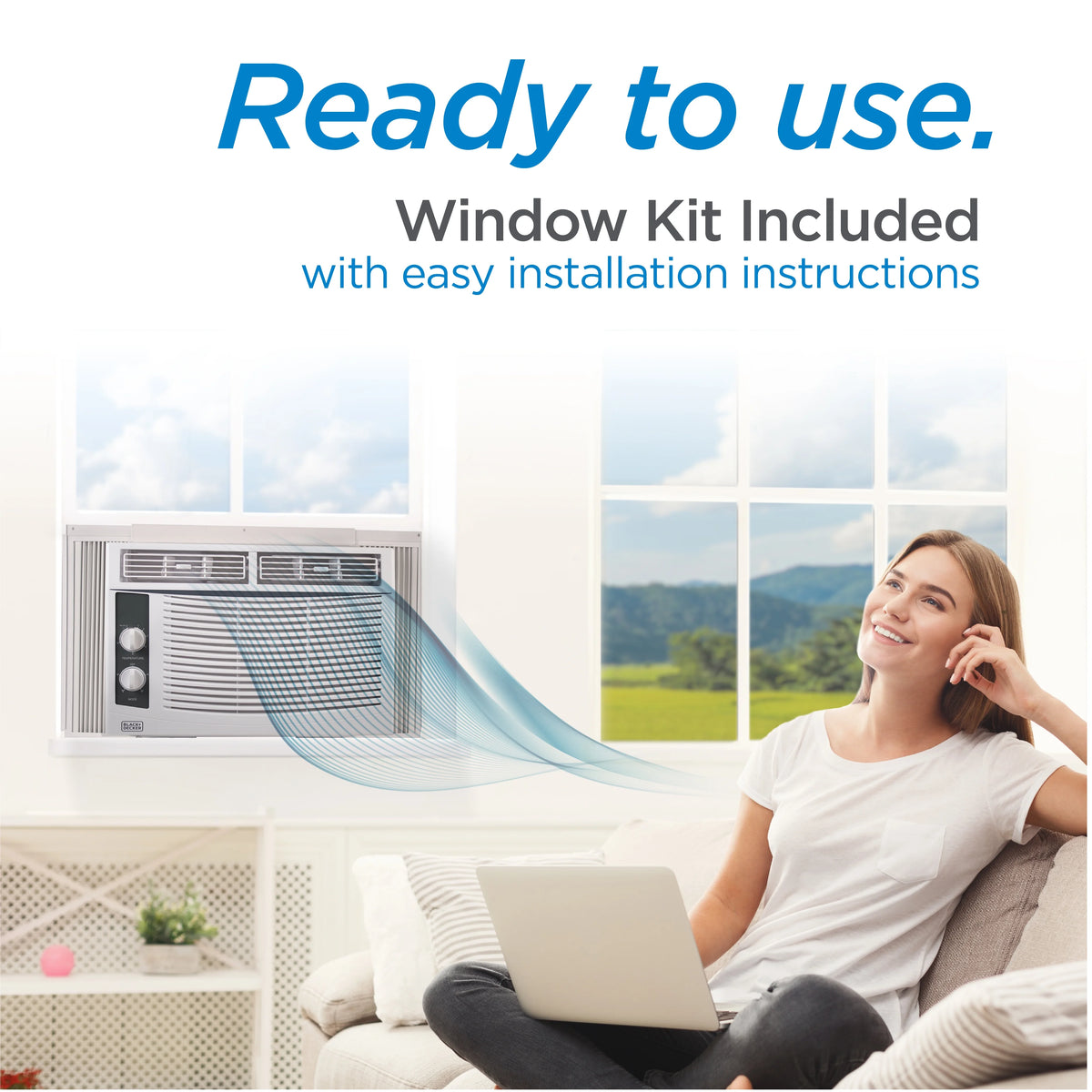 BLACK+DECKER BWAC05MWTB 5,000 BTU Window Air Conditioner Unit, AC Cools Up to 150 Square Feet, Energy Efficient, White