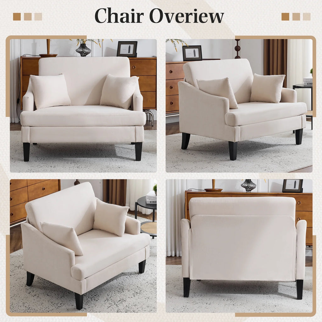 Bezseller Oversized Accent Chair with High Back, Armchair for Living Room or Bedroom, Beige