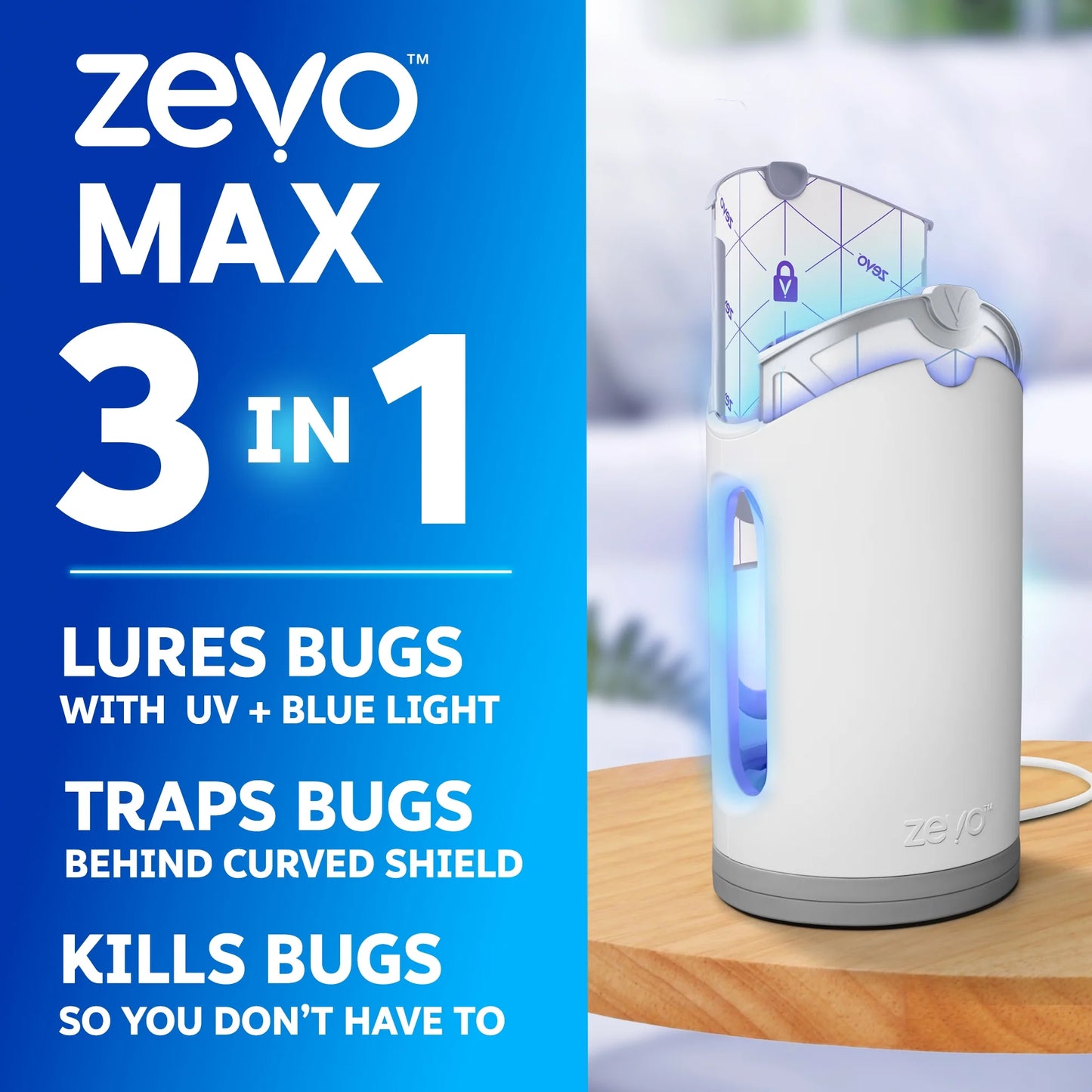 (4 pack) Zevo Max Flying Insect Trap - 1 Plug in Base & 2 Refill Cartridges