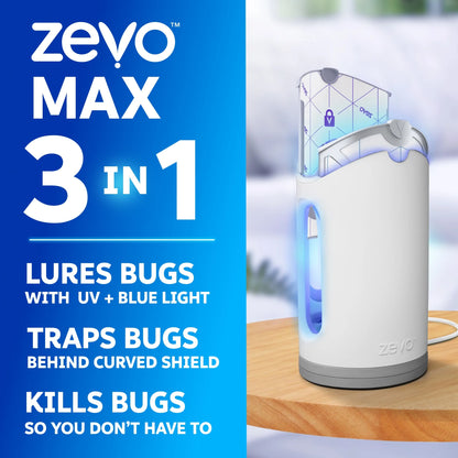 (4 pack) Zevo Max Flying Insect Trap - 1 Plug in Base & 2 Refill Cartridges