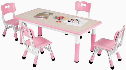 Arlopu Toddler Table and Chair Set Height Adjustable, Kids Activity Table for Reading, Drawing, Eating, Studying, Max 220lbs