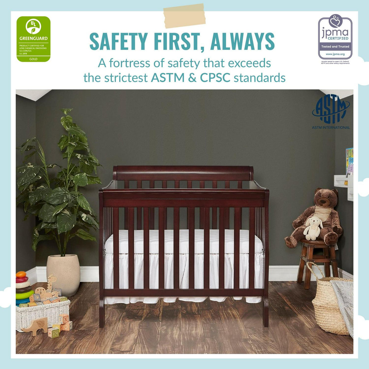 Dream On Me Aden 4-in-1 Convertible Mini Crib Espresso