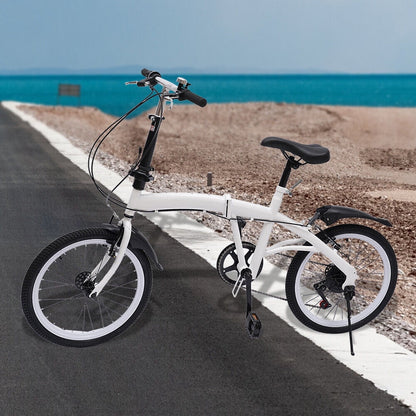 DENEST 20 Inch 7-Speed Bicycle Adult Road Bike Carbon Steel Folding Bike Double V-Brake
