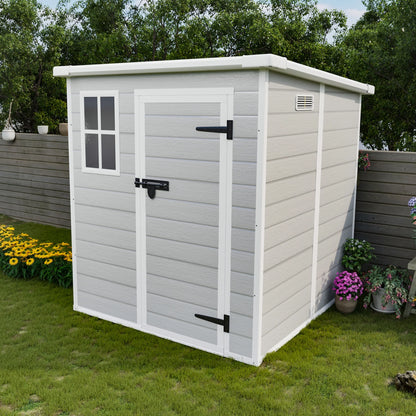 Seizeen Shed and Outdoor Storage, 41 Cu.Ft Small Outdoor Resin Shed with 3 Doors & Floor, 306GAL Deck Box Waterproof Plastic Tool Storage Shed for Cushion Lawn Mower Garbage Cans