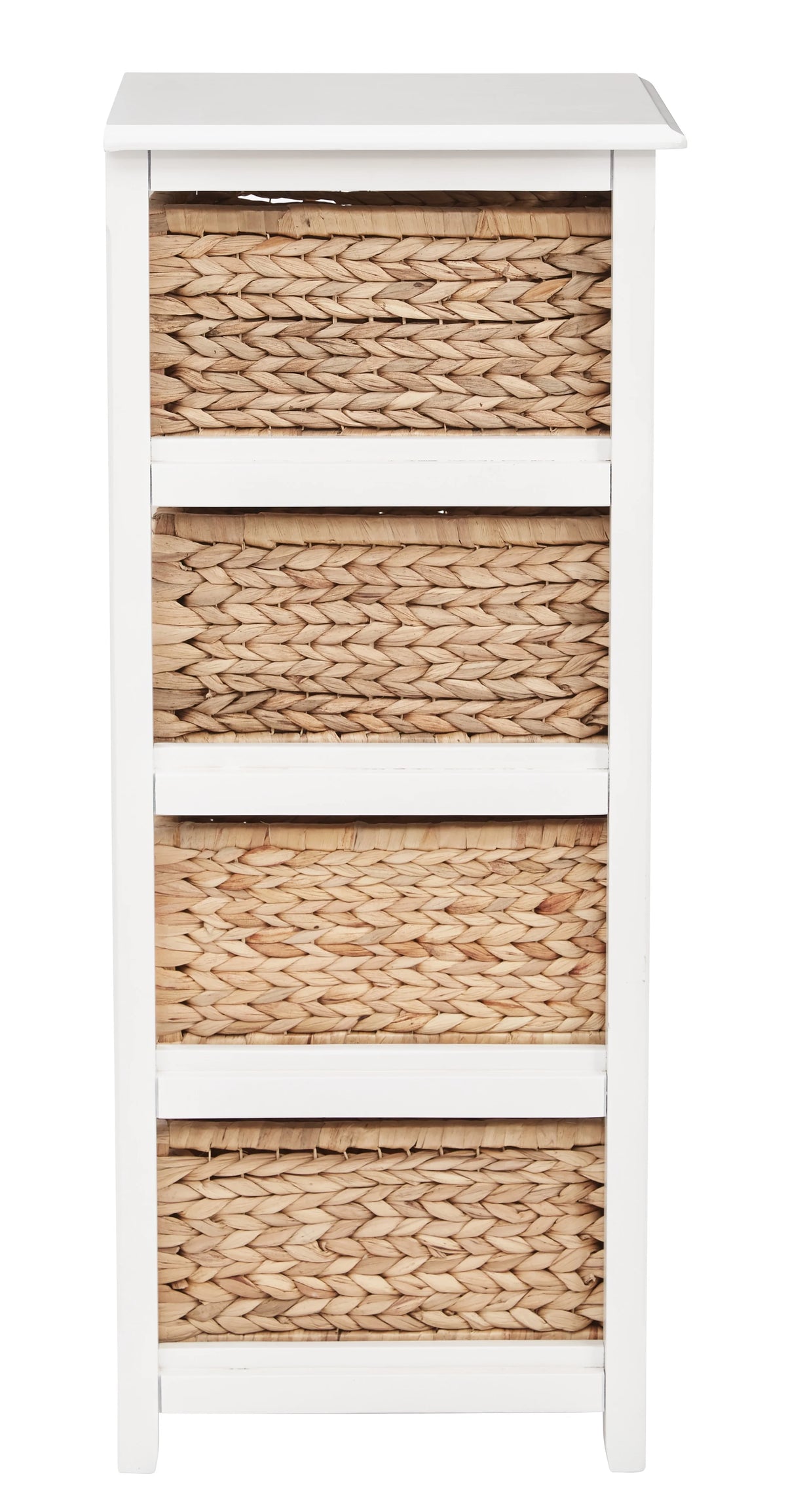 OSP Home Furnishings Seabrook Four-Tier Storage Unit With Espresso Finish and Natural Baskets