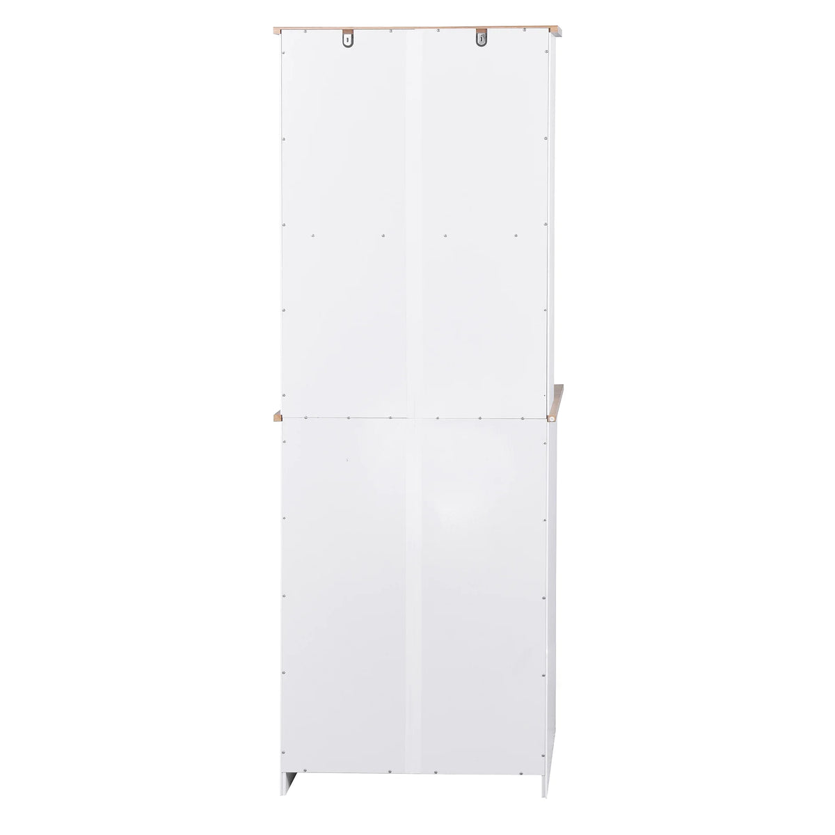 Clearance! Wooden Kitchen Cabinet White Pantry Room Storage Microwave Cabinet with Framed Glass Doors and Drawer