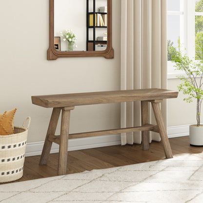 39" Solid Wood Bench, Rustic Farmhouse Wood Dining Room & Entryway Bench Seat for Indoors and Outdoors