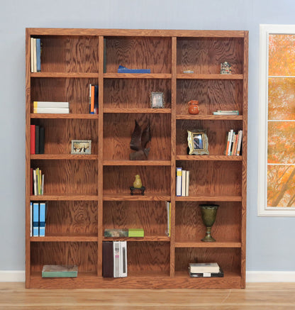 Concepts in Wood 18 Shelf Triple Wide Wood Bookcase, 84 inch Tall - Cherry Finish
