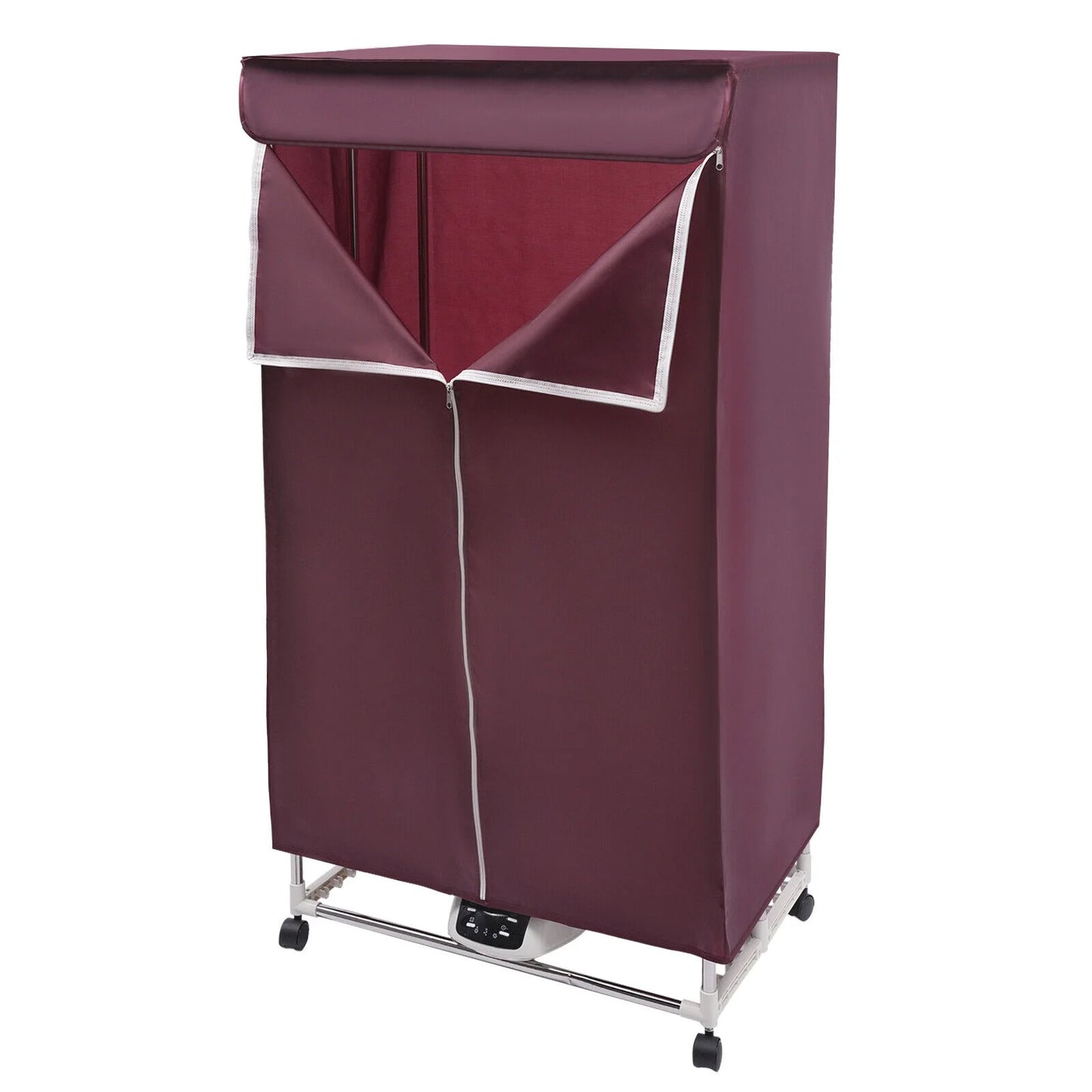 110V Wine Red Clothes Dryer Portable Travel Mini Dryer Machine 1200-1500W Electric Dryer For Homes, Apartments