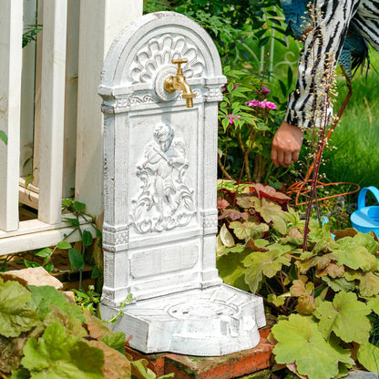 Sungmor Cast Iron Outdoor Water Column with Faucet, Freestanding Floor Farm Yard Decor, Green, 1 Count