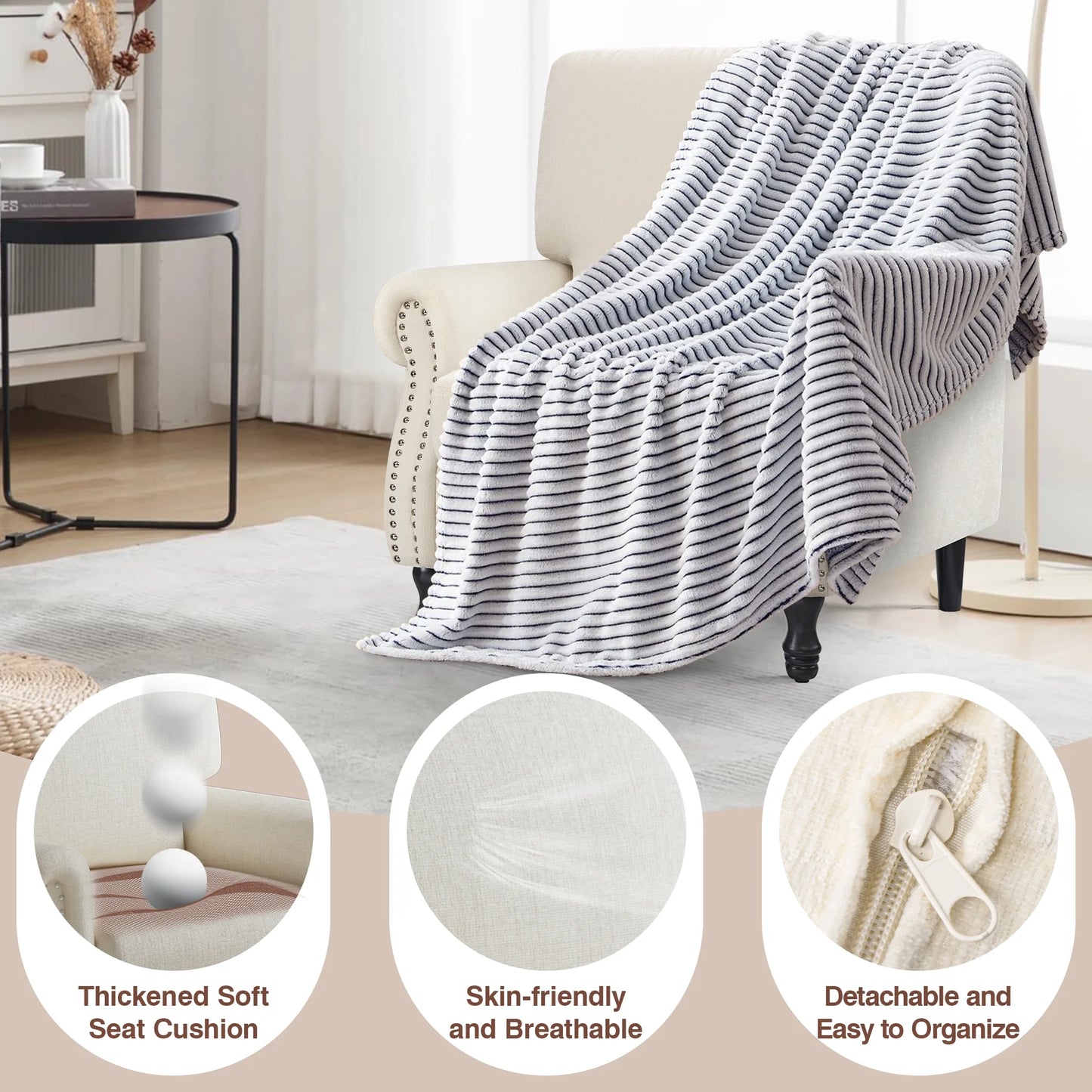COOLHUT Modern Accent Chair Armchair, Linen Fabric Upholstered Comfy Single Sofa with Solid Wood Frame for Living Room, Gray