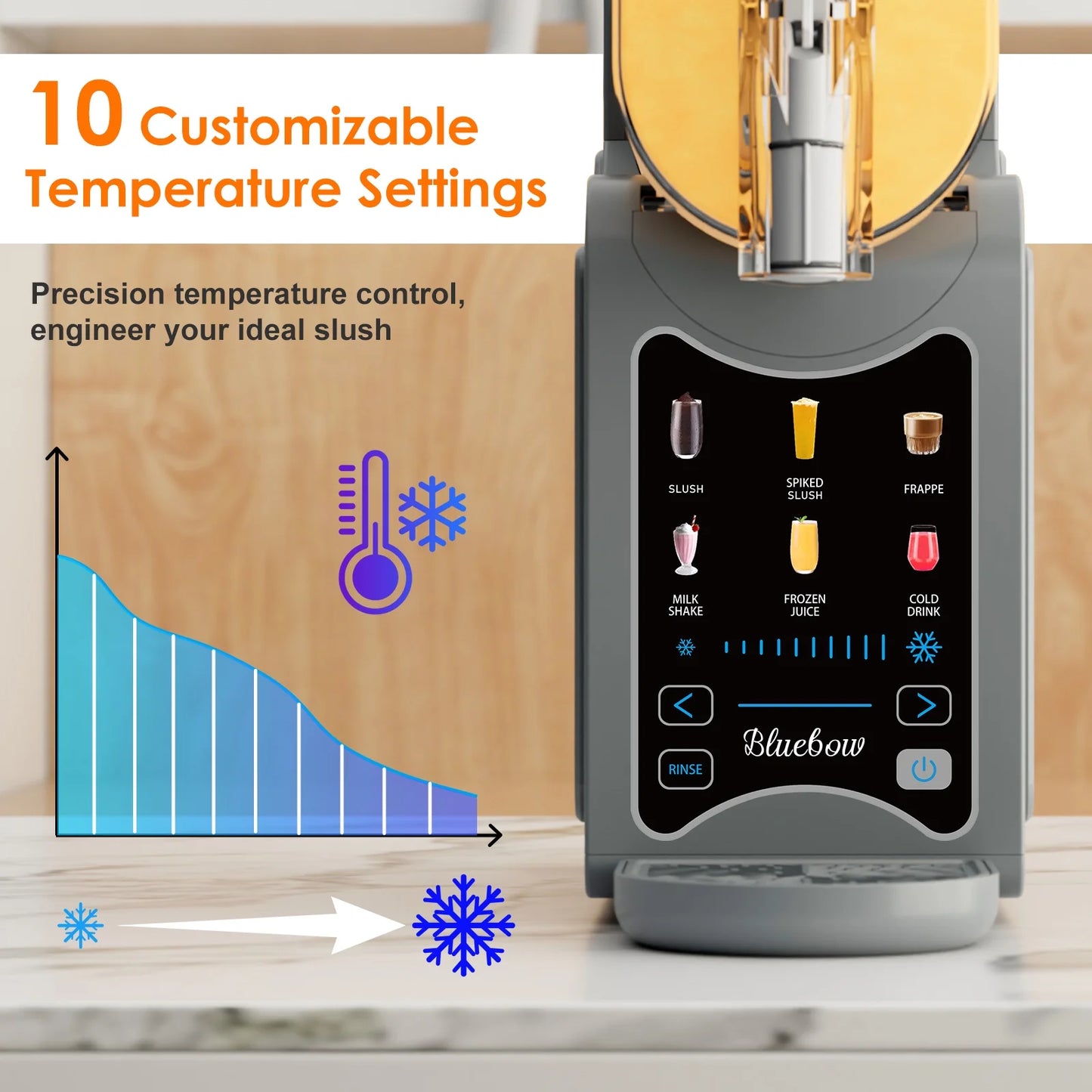 Bluebow Slushie Machine for Home, 88oz Vessel Slush Maker with 6 Presets, No Ice Needed, Frozen Drink Maker for Smoothie, Frappe, Milkshakes and More