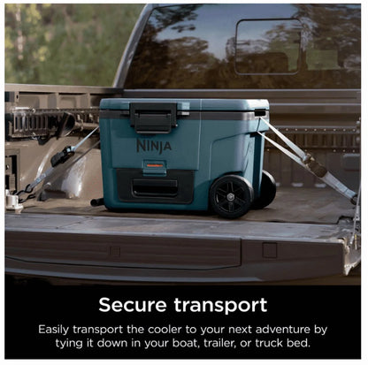 Ninja | Cooler | FrostVault 45QT Cooler with Wheels | Insulated with Temp Dry Storage Drawer | Keeps Ice Cold for Days | for The Beach, Camping, Picnics & More | Ocean Blue | FB245AOB