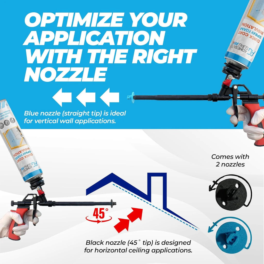 Adhesive Guru Spray Foam Insulation Kit (18 x 32.80 oz/930 gr - 360 Board feet), Self-Expanding Adhesive Foam, Closed Cell Heat Insulation & Acustic Spray with Cleaner and Dispensing Gun- 18 Pack