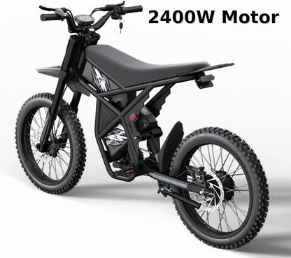Riding'Times GT73 Electric Dirt Bike for Adults 2400W 48V 37MPH 36.4AH Dual Battery 85 Miles Range 25" Tires UL2849 Full Suspension