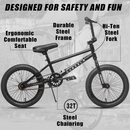 cubsala 20 in Freestyle BMX Kids Bike for Age 6-14 Years Old Boys Girls , Black & Green