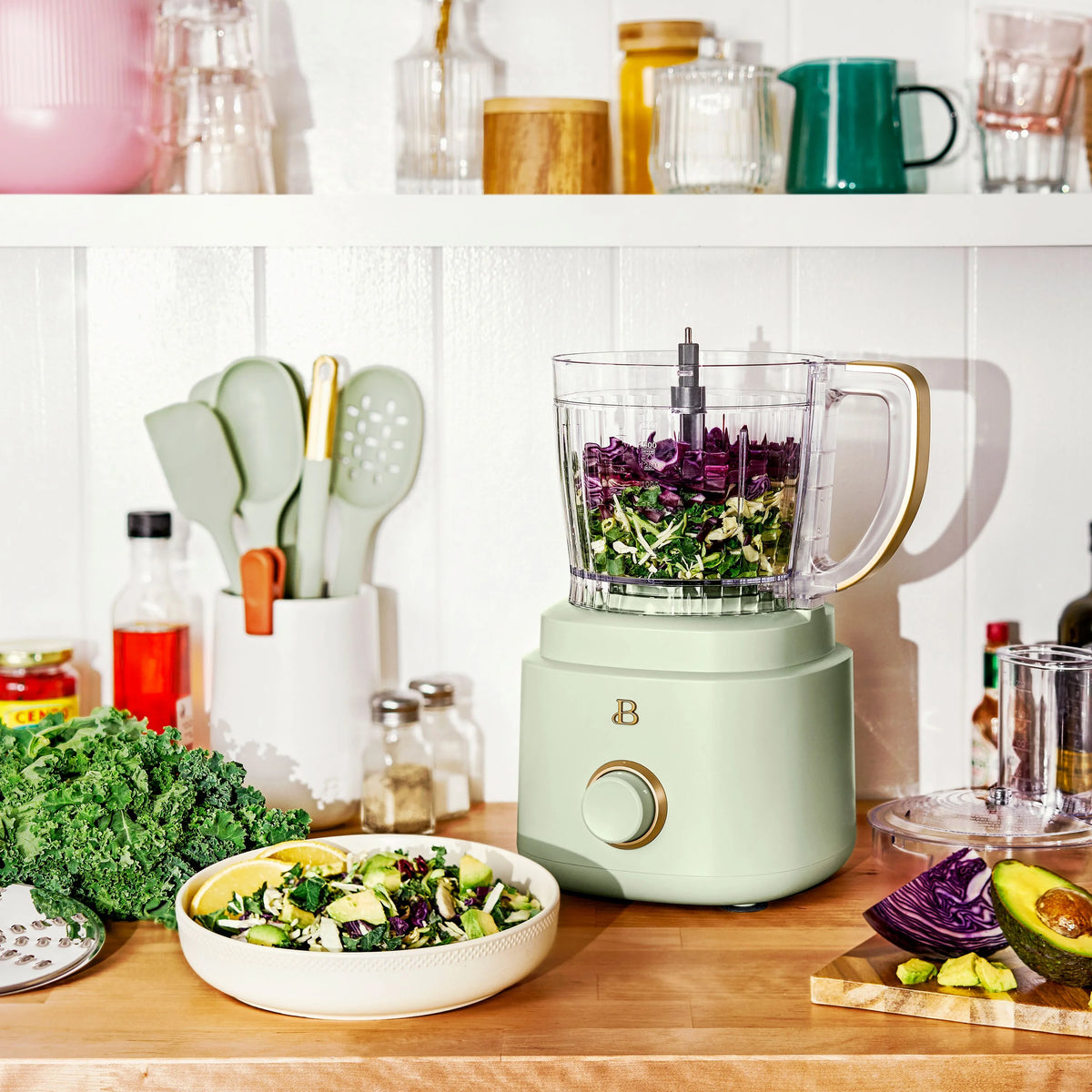 Beautiful 10-Cup Food Processor with Accessories, White Icing by Drew Barrymore