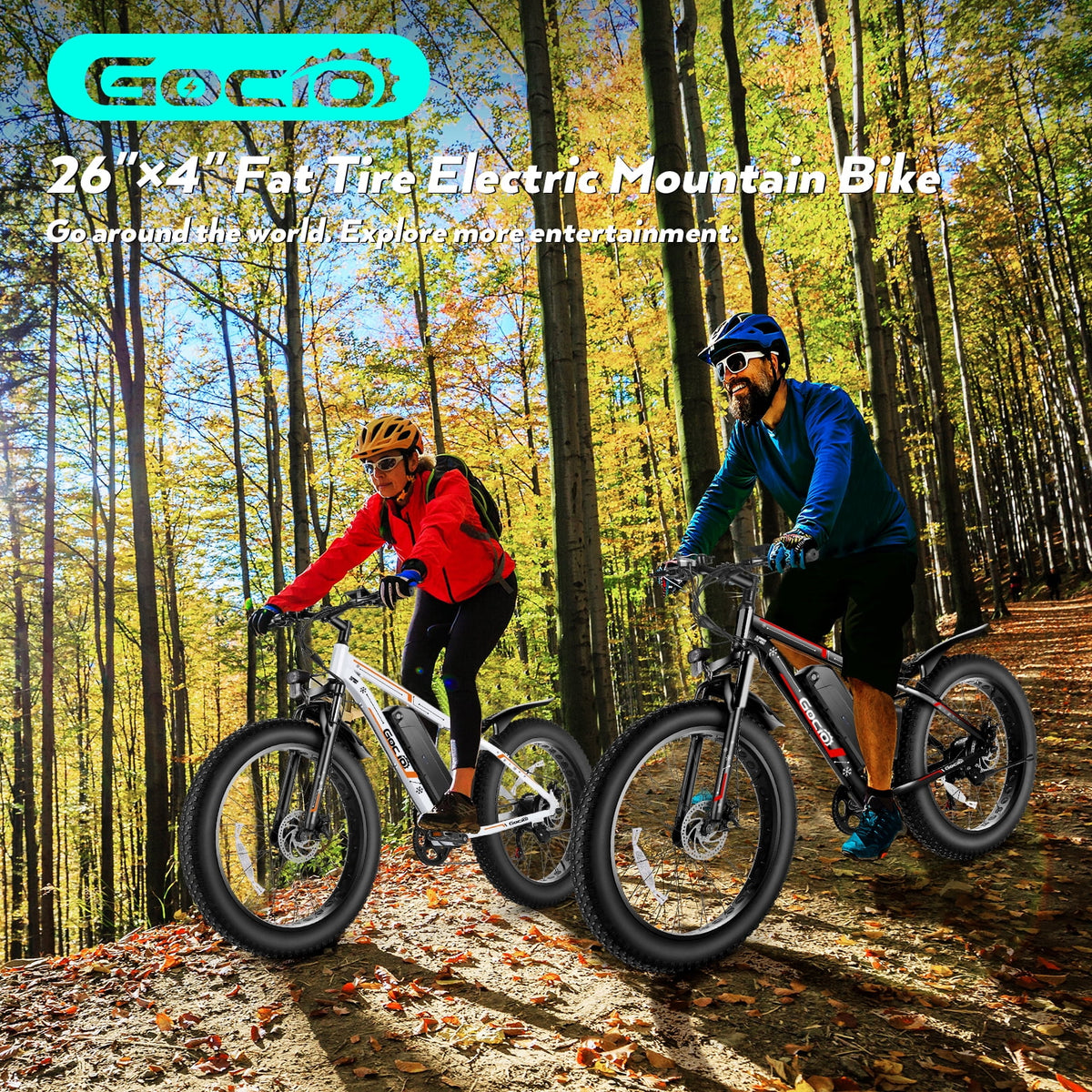 Gocio 26" 4.0 Fat Tire Electric Bike for Adults, 500W Motor, 48V 13Ah Battery, Lightweight Aluminum Alloy Frame, Max 22Mph Electric Mountain Bike Beach Snow Ebike for Men, Professional 7-Speed UL2849