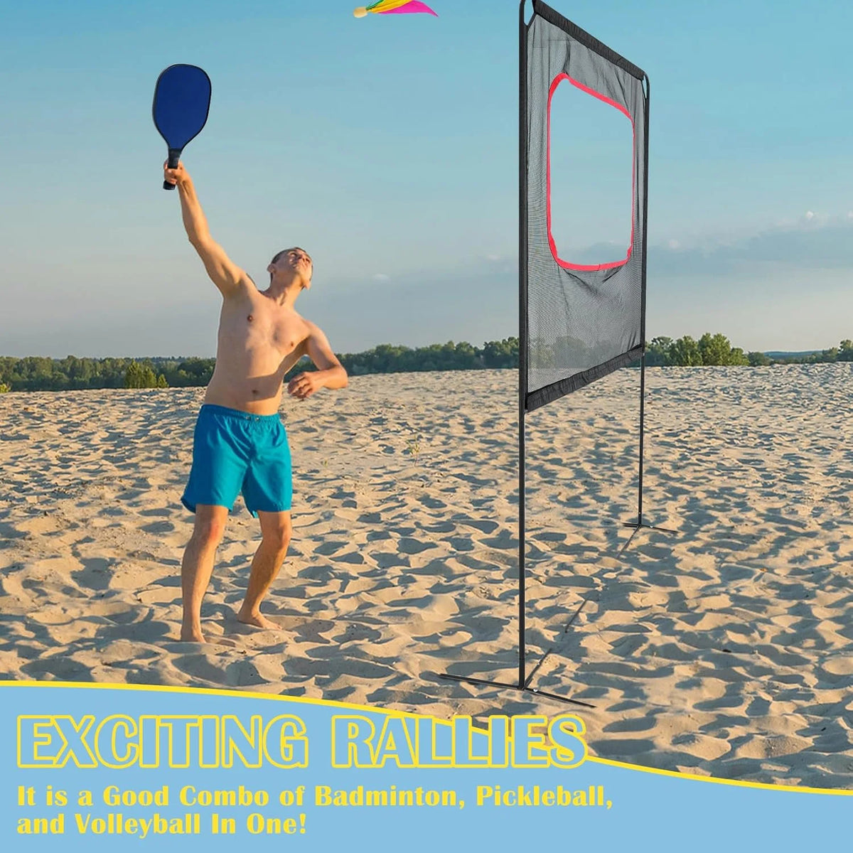 Slsy Portable Pickleball with Net, A Racket Game That Combines Pickleball, Badminton, Jianzi, and Tennis, Backyard Games Sport Outdoor Indoor, Fun Games for Kids & Adults