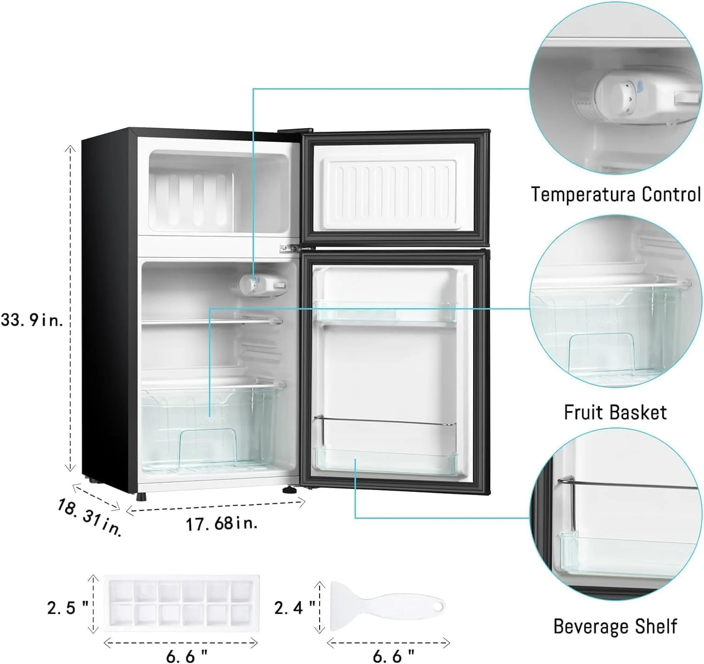 HUMSURE 3.2 Cu.Ft Pink Mini Fridge With Freezer, Compact Dorm Refrigerator, 2 Doors for Bedroom, Office, Kitchen, Apartment