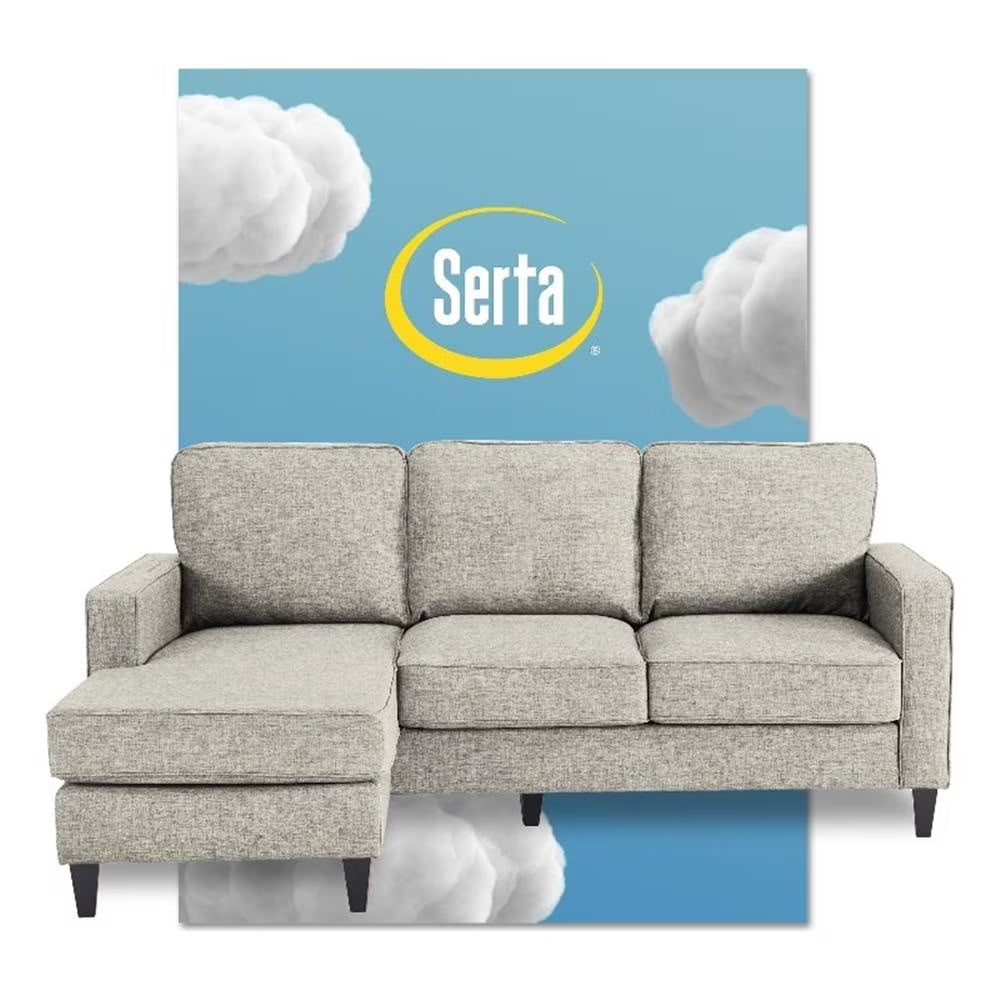 Serta Harmon Square Arm Sectional Navy Blue