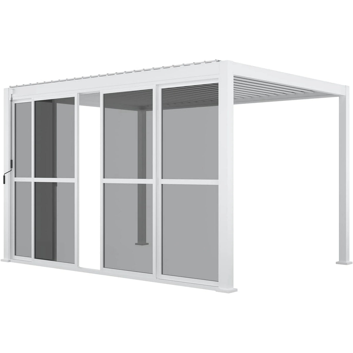Mirador 111S Outdoor Pergola Aluminum Sliding Louver Door 13' Side, 4 Panels, Dark Grey(Not Pergola)