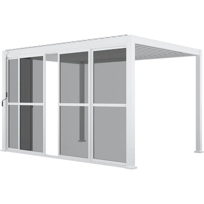 Mirador 111S Outdoor Pergola Aluminum Sliding Louver Door 13' Side, 4 Panels, Dark Grey(Not Pergola)