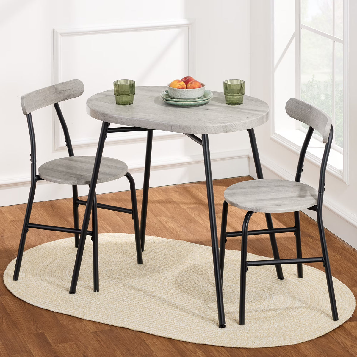 Best Choice Products 3-Piece Modern Oval Dining Table Set, Small Kitchen Dinette w/ 2 Chairs - Black/Black