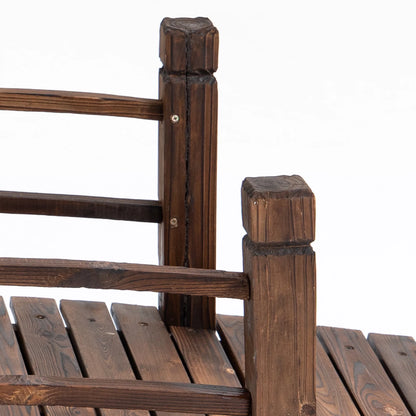 Outsunny 5 ft Wooden Garden Bridge Arc Stained Finish Footbridge with Railings for your Backyard, Stained Wood